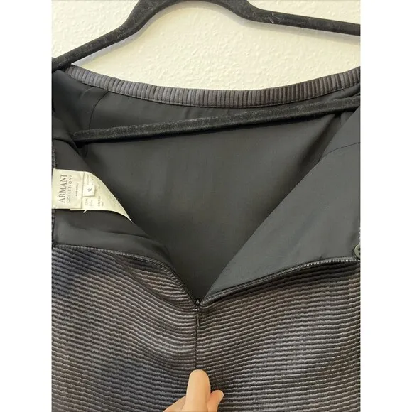 Armani Collezioni Womens Black Wool Silk‎ Zip Lined Pencil Skirt Size 12 Italy
