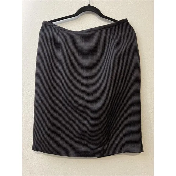Armani Collezioni Womens Black Wool Silk‎ Zip Lined Pencil Skirt Size 12 Italy