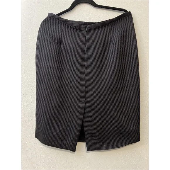 Armani Collezioni Womens Black Wool Silk‎ Zip Lined Pencil Skirt Size 12 Italy