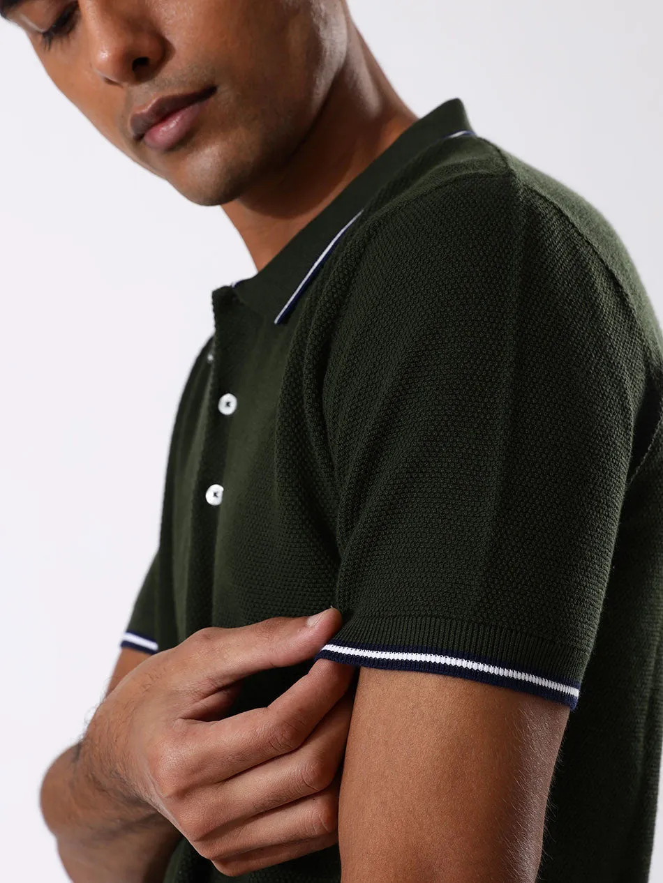 ARMY GREEN PIQUE POLO