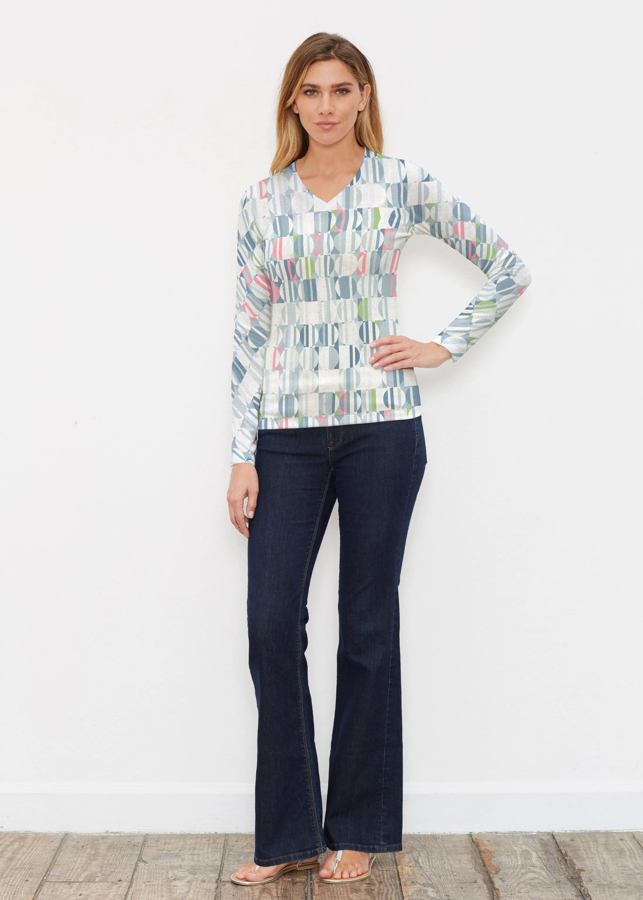 Around We Go (8012) ~ Butterknit Long Sleeve V-Neck Top