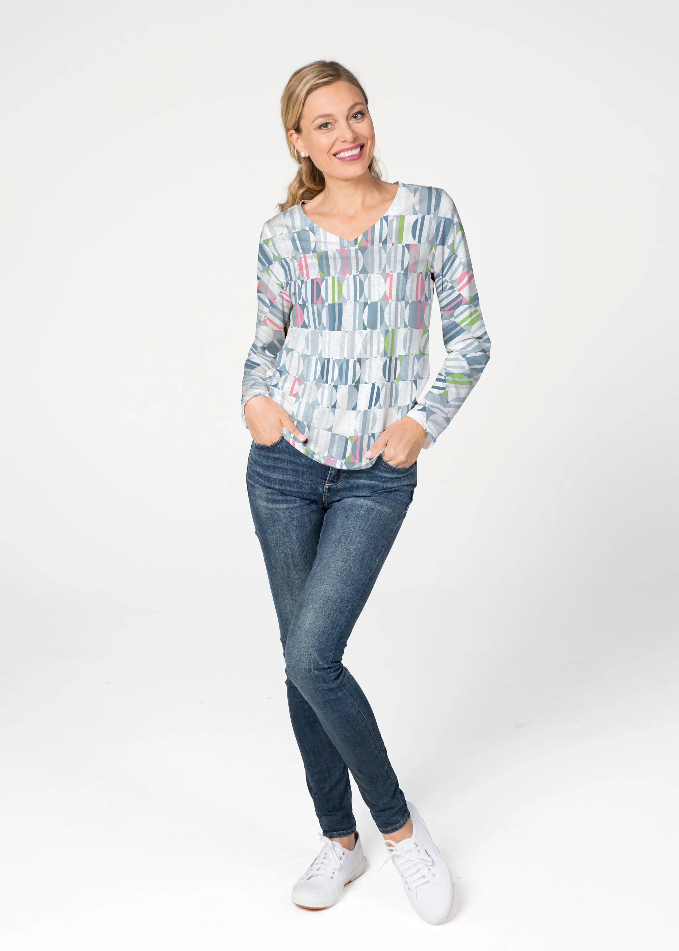 Around We Go (8012) ~ French Terry V-neck Top