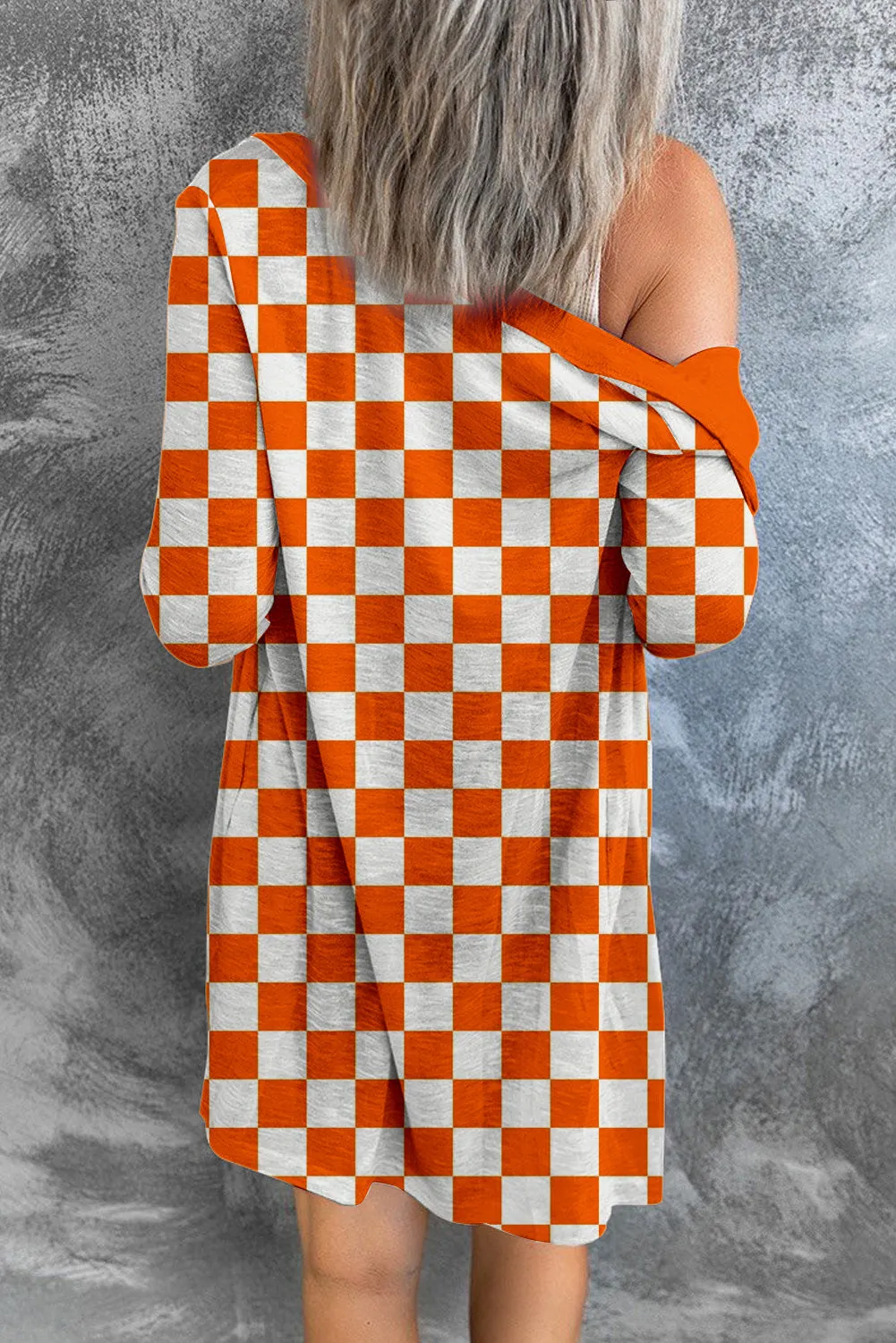 Ash Checkered Button Up Long Cardigan