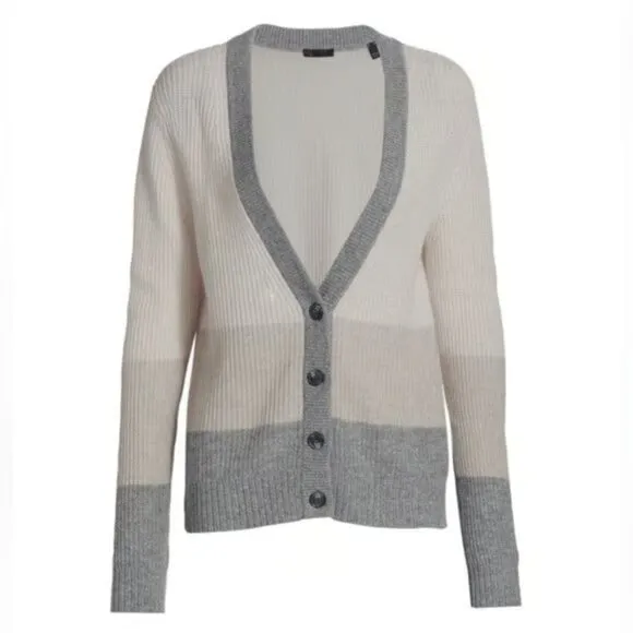 ATM Anthony Thomas Melillo $425 Cashmere Colorblock Cardigan Sweater size M