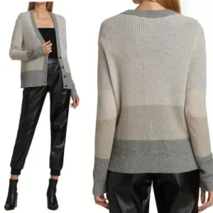 ATM Anthony Thomas Melillo $425 Cashmere Colorblock Cardigan Sweater size M