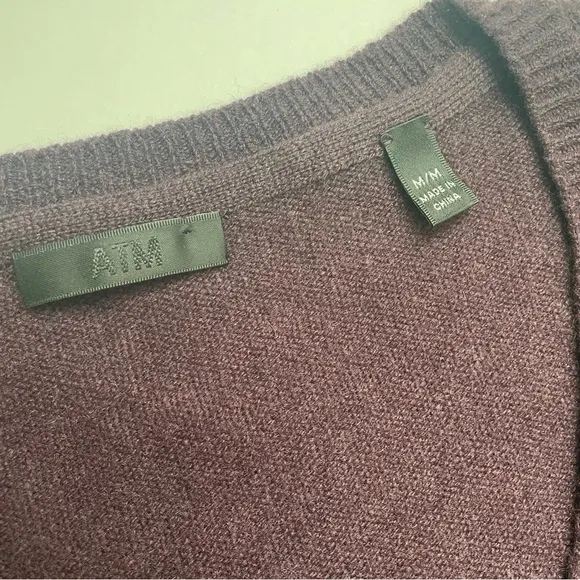 ATM Anthony Thomas Melillo Cashmere V-Neck Sweater Dark Maroon