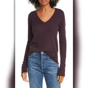 ATM Anthony Thomas Melillo Cashmere V-Neck Sweater Dark Maroon