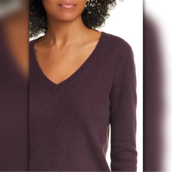 ATM Anthony Thomas Melillo Cashmere V-Neck Sweater Dark Maroon