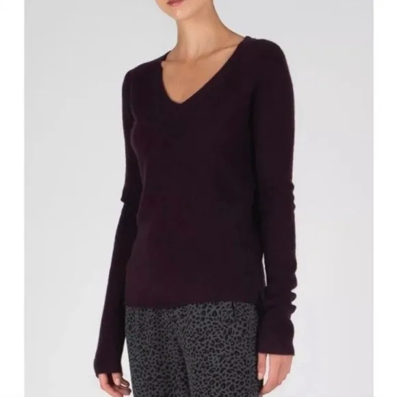 ATM Anthony Thomas Melillo Cashmere V-Neck Sweater Dark Maroon