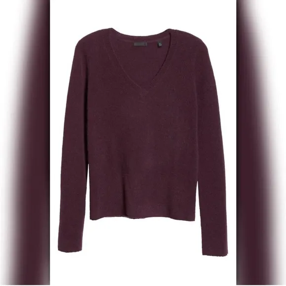 ATM Anthony Thomas Melillo Cashmere V-Neck Sweater Dark Maroon