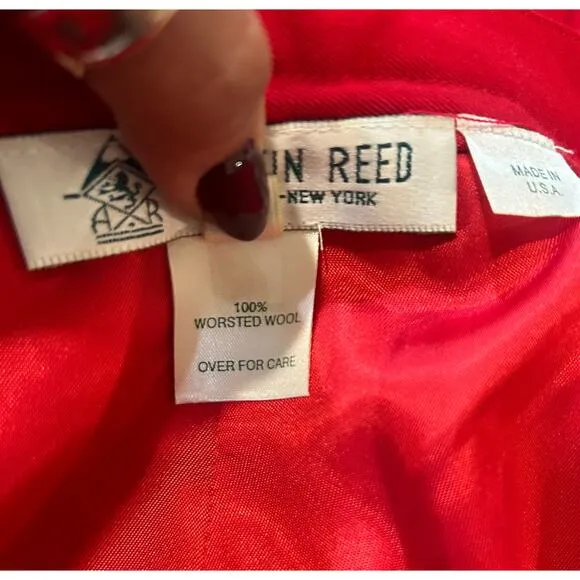 Austin Reed Pleated Skirt Size 4 Red 100% Wool Midi Academia Preppy Vintage