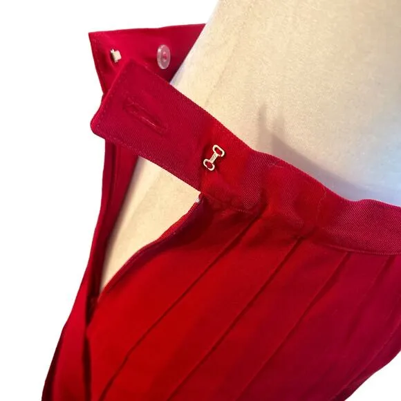 Austin Reed Pleated Skirt Size 4 Red 100% Wool Midi Academia Preppy Vintage
