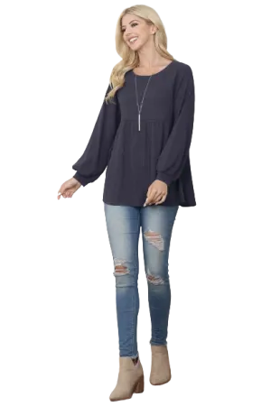 Baby Doll Waffle Long Sleeve Top Navy - Pack of 4