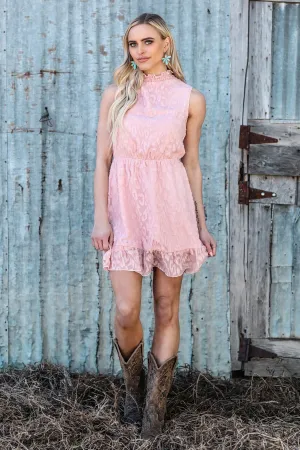 Baby Pink Animal Print Elastic Waist Dress