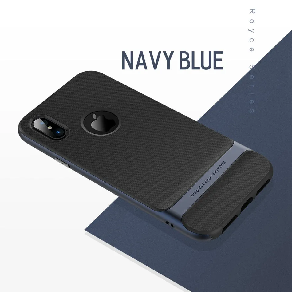 Back Cover Protector Shell Phone Case for iPhone X - Black Gold,Black Grey,Black blue,Blue,Red