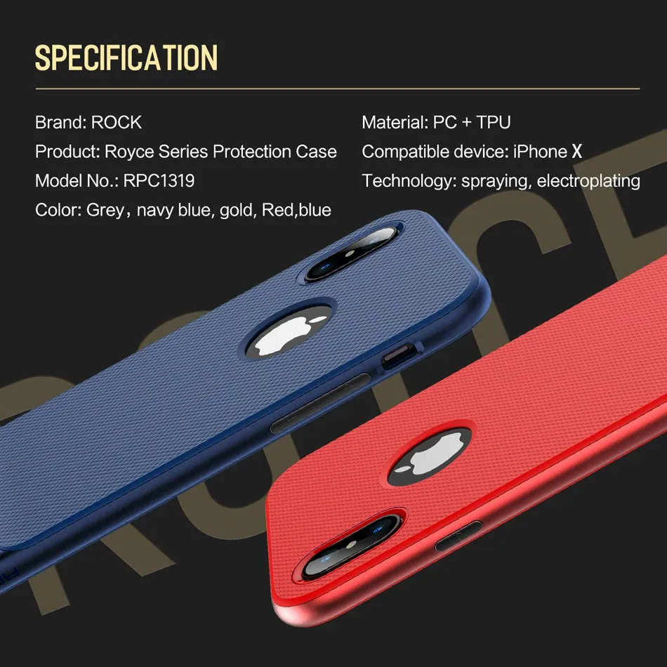 Back Cover Protector Shell Phone Case for iPhone X - Black Gold,Black Grey,Black blue,Blue,Red