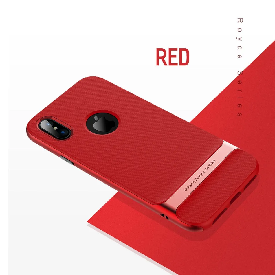 Back Cover Protector Shell Phone Case for iPhone X - Black Gold,Black Grey,Black blue,Blue,Red