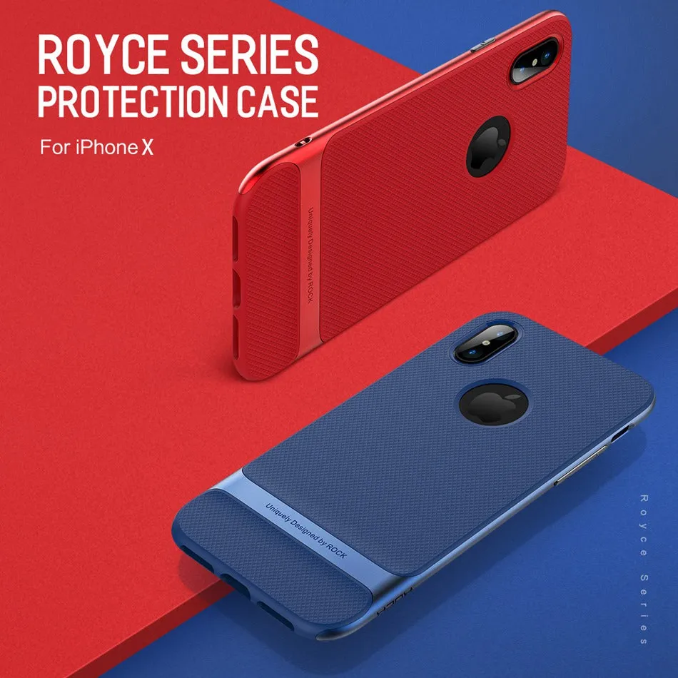Back Cover Protector Shell Phone Case for iPhone X - Black Gold,Black Grey,Black blue,Blue,Red