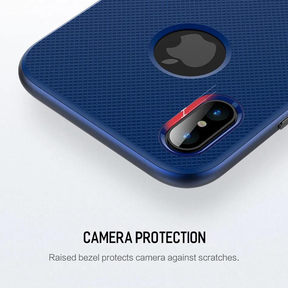Back Cover Protector Shell Phone Case for iPhone X - Black Gold,Black Grey,Black blue,Blue,Red
