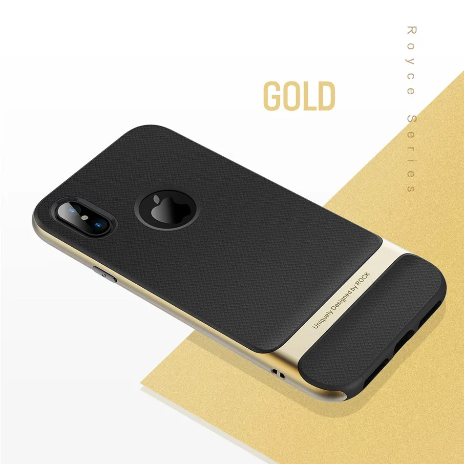 Back Cover Protector Shell Phone Case for iPhone X - Black Gold,Black Grey,Black blue,Blue,Red