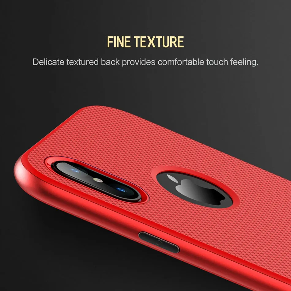 Back Cover Protector Shell Phone Case for iPhone X - Black Gold,Black Grey,Black blue,Blue,Red