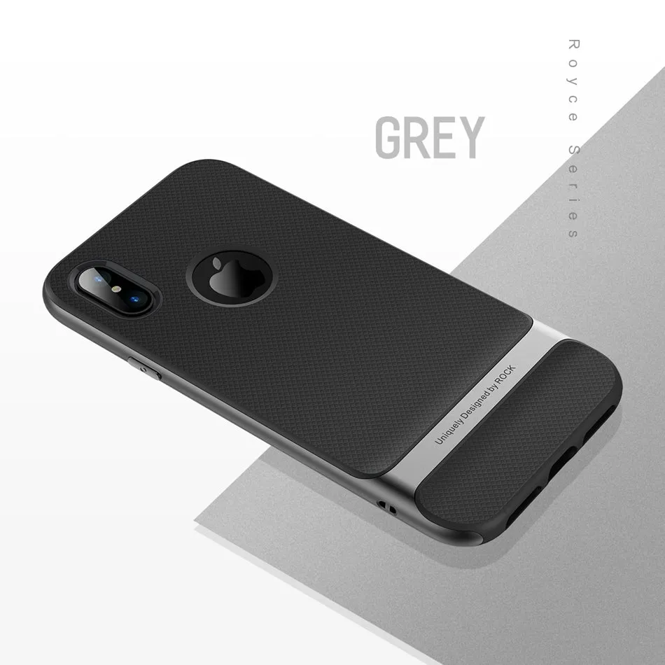 Back Cover Protector Shell Phone Case for iPhone X - Black Gold,Black Grey,Black blue,Blue,Red