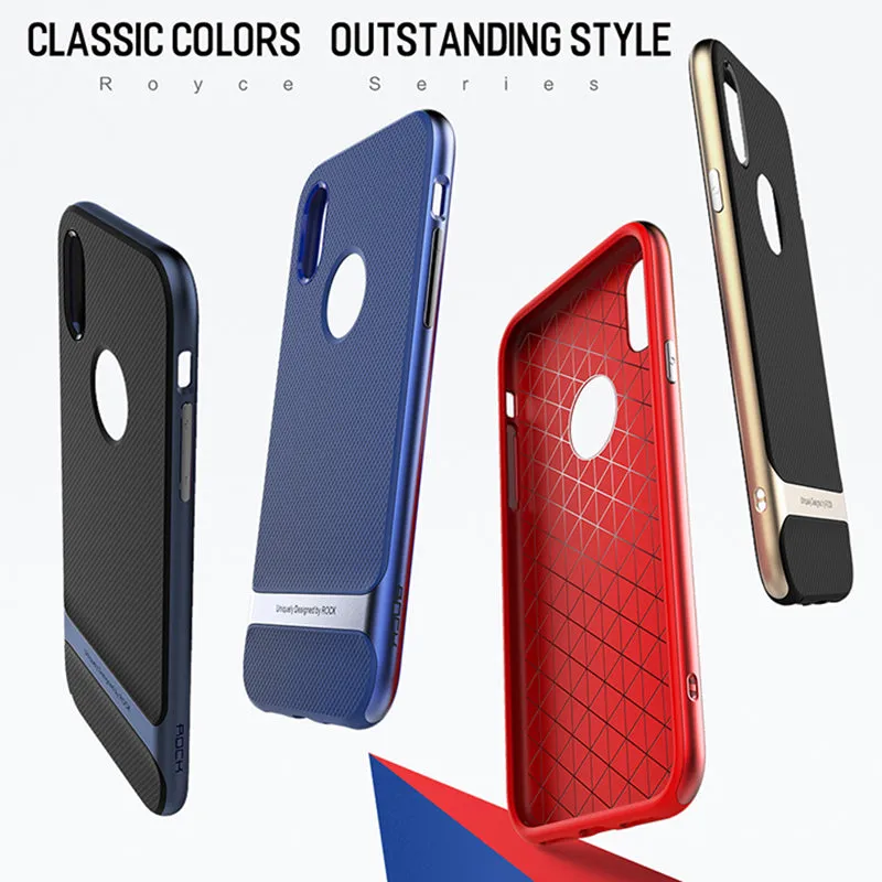 Back Cover Protector Shell Phone Case for iPhone X - Black Gold,Black Grey,Black blue,Blue,Red