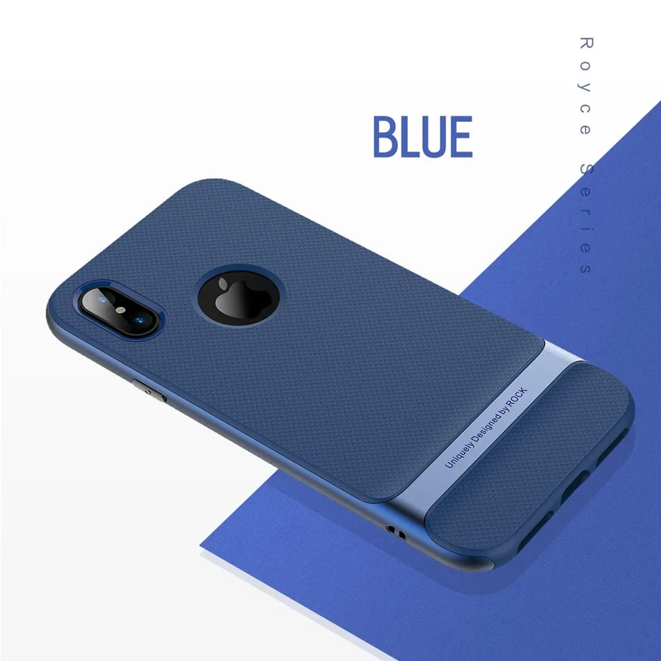Back Cover Protector Shell Phone Case for iPhone X - Black Gold,Black Grey,Black blue,Blue,Red