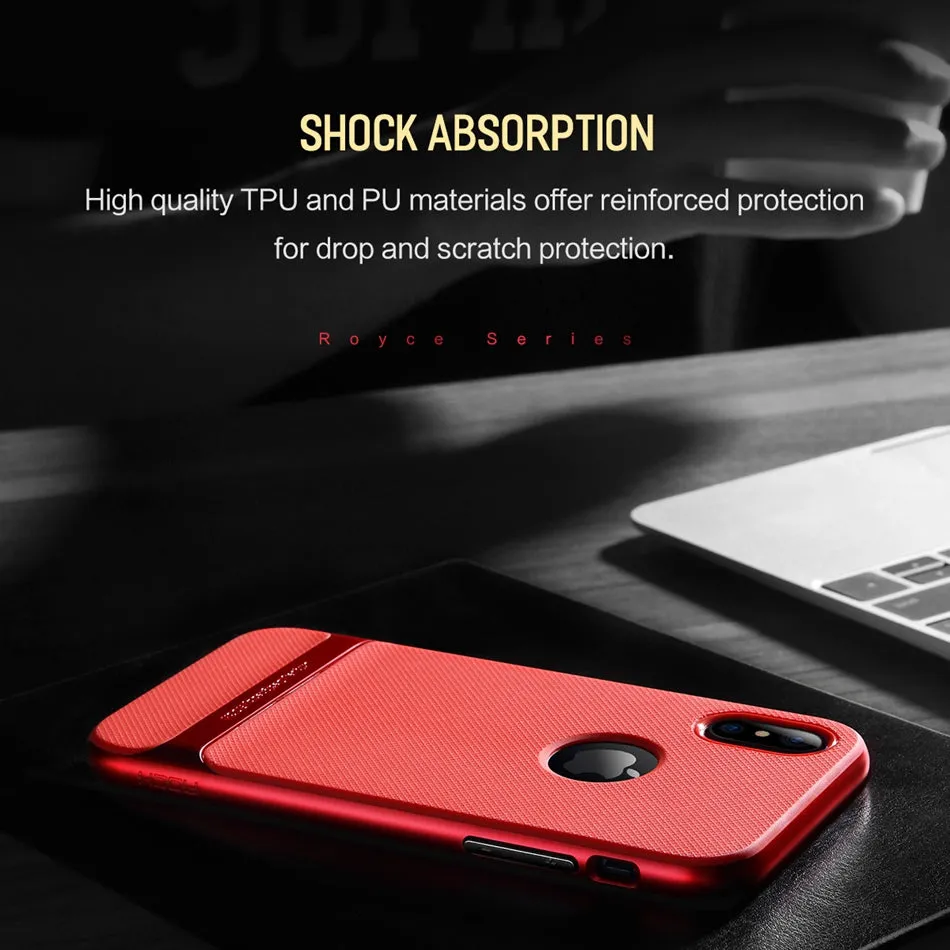 Back Cover Protector Shell Phone Case for iPhone X - Black Gold,Black Grey,Black blue,Blue,Red