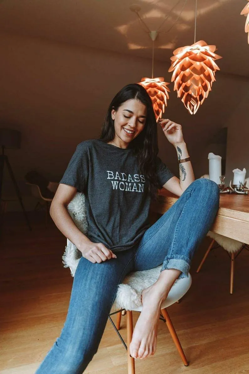 Badass Woman, Typewriter Font - Retro Fitted Ringer