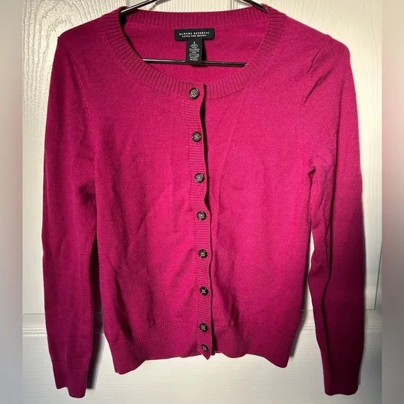 Banana Republic Magenta Button Up Wool Cardigan Size Small