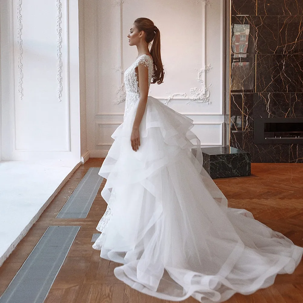 Beading Pearls Lace Mermaid Wedding Dresses