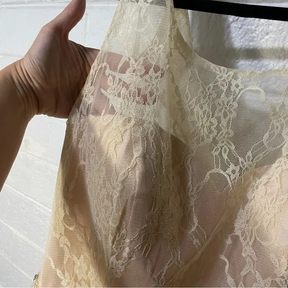 Beautiful Princess Mini Dress Ruffled Tulle Rhinestone &amp; Lace Fit &amp; Flare Cream