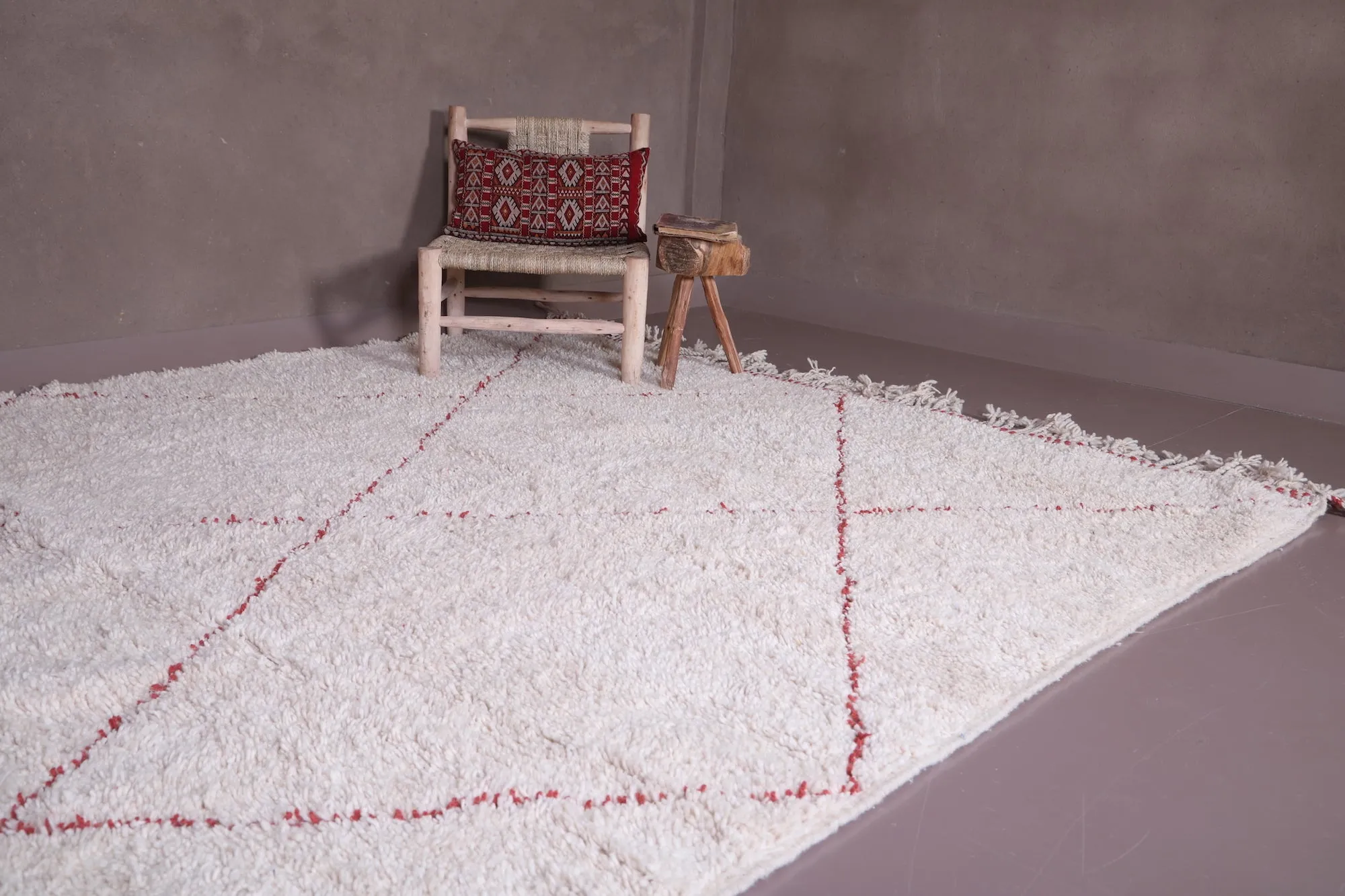 Beige Beni Ourain Rug - Moroccan Area carpet - Custom Rug