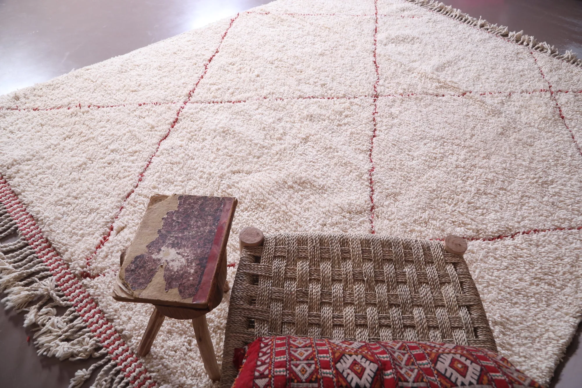 Beige Beni Ourain Rug - Moroccan Area carpet - Custom Rug