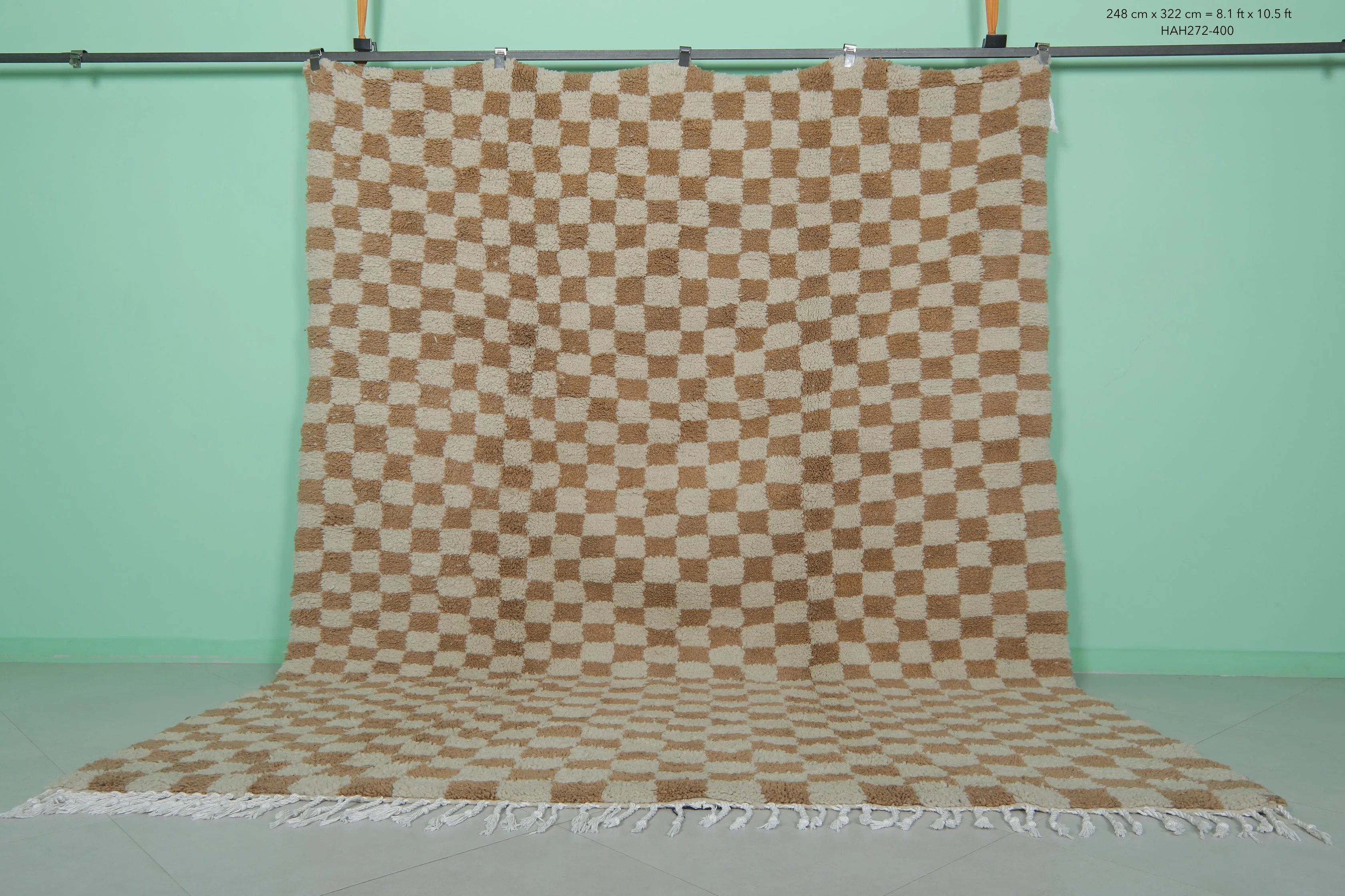 Beni Ourain Checkered Rug - 8.1 x 10.5 Feet | Moroccan Elegance