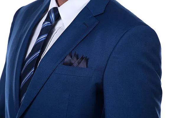 Bespoke Solid Navy Blue Mens Suits for Formal