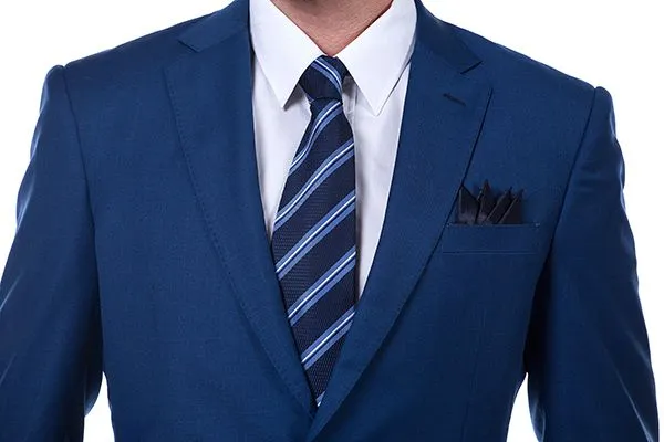 Bespoke Solid Navy Blue Mens Suits for Formal