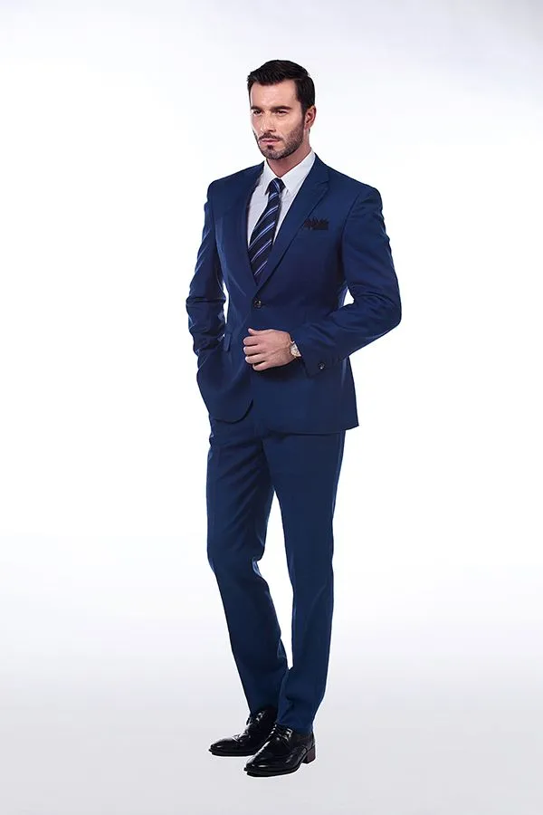 Bespoke Solid Navy Blue Mens Suits for Formal