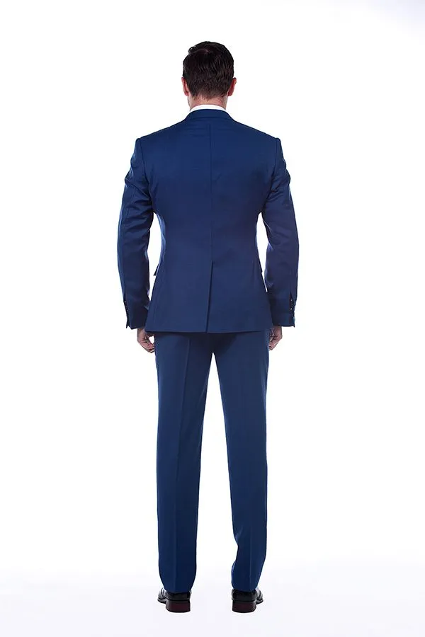 Bespoke Solid Navy Blue Mens Suits for Formal