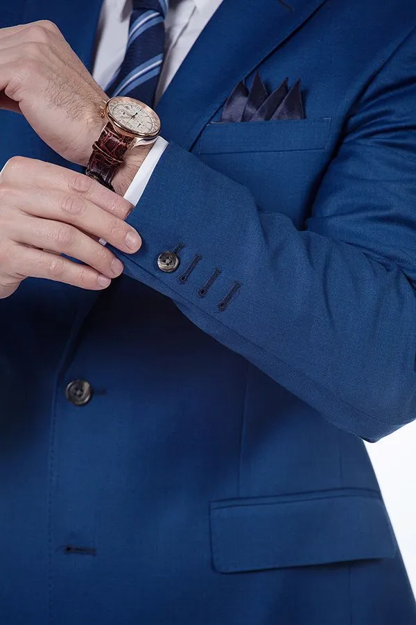 Bespoke Solid Navy Blue Mens Suits for Formal