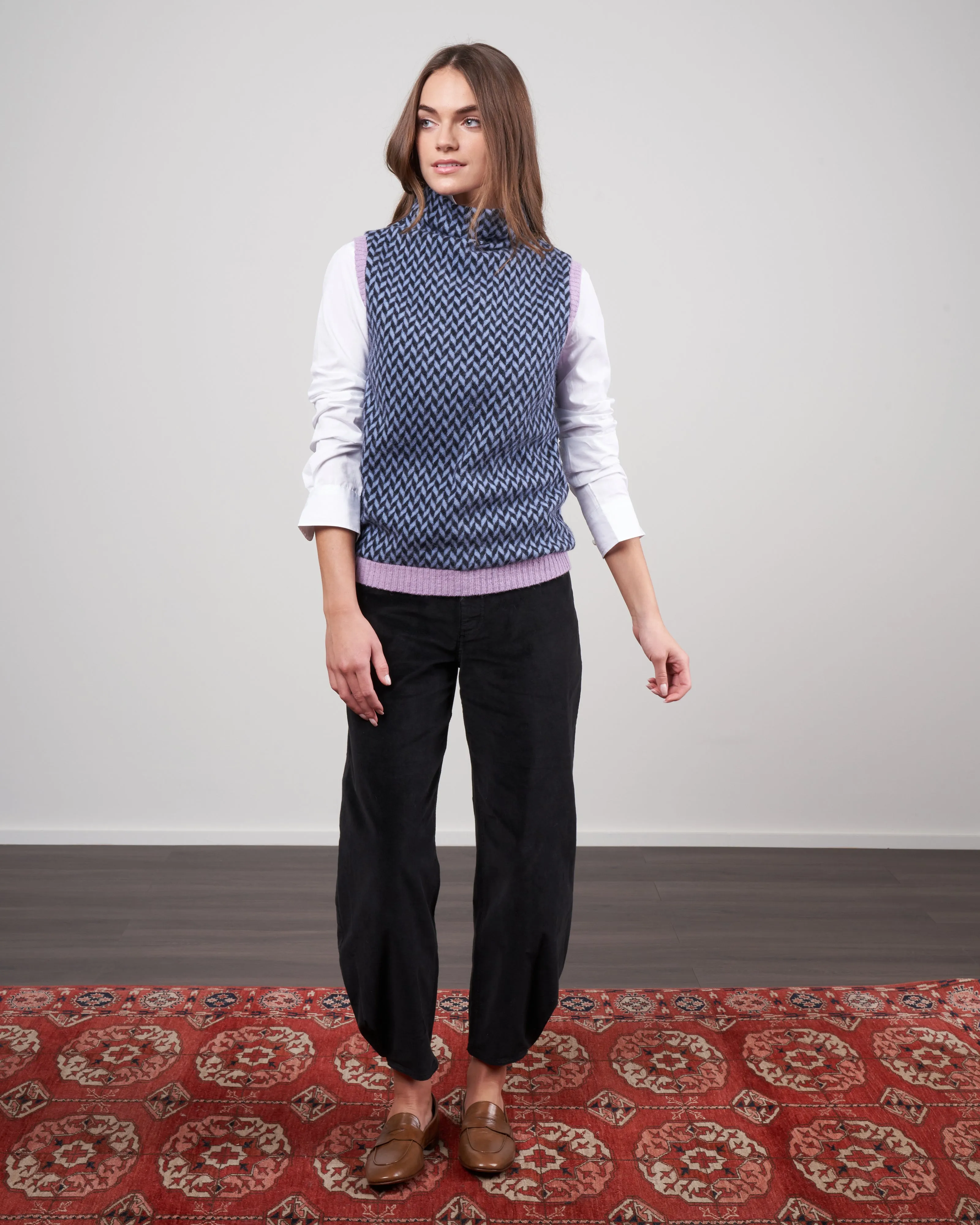bicolor fishbone gilet - cerulio