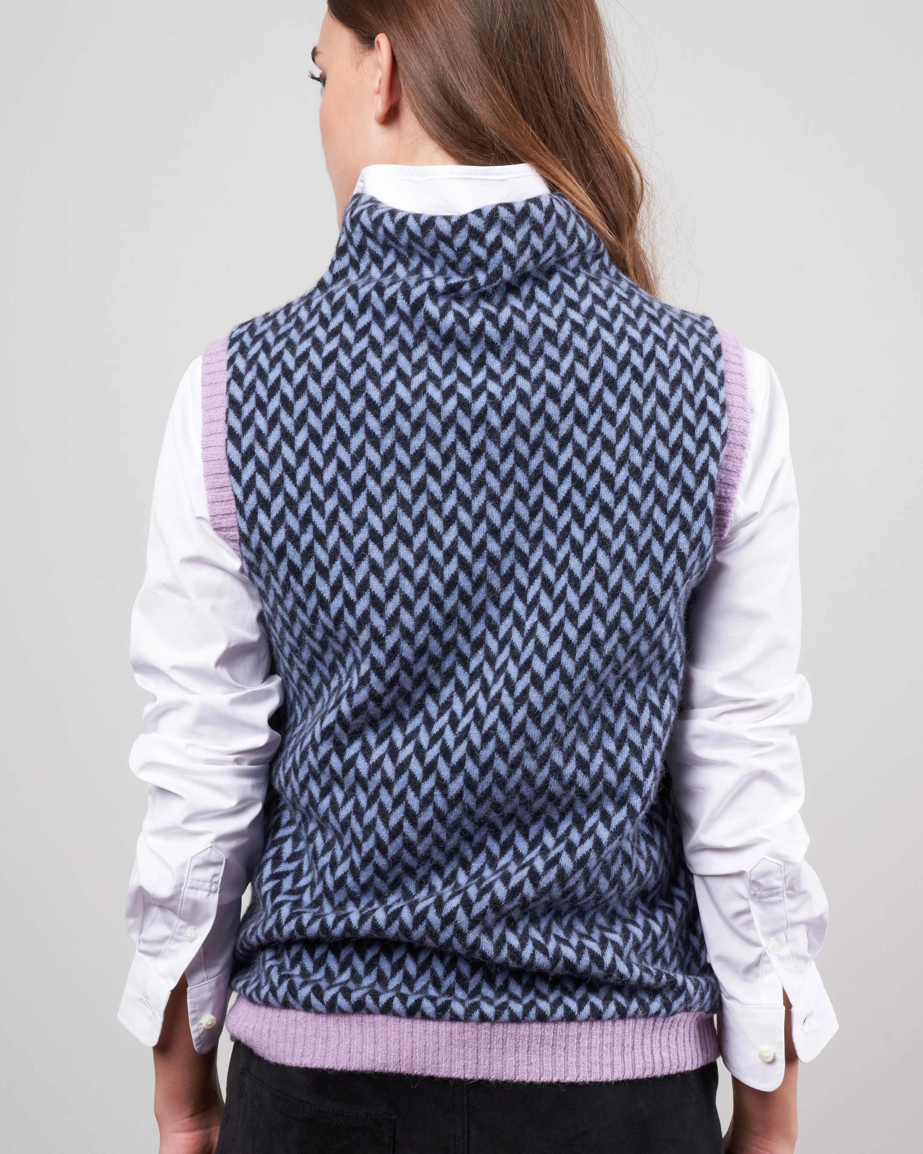 bicolor fishbone gilet - cerulio