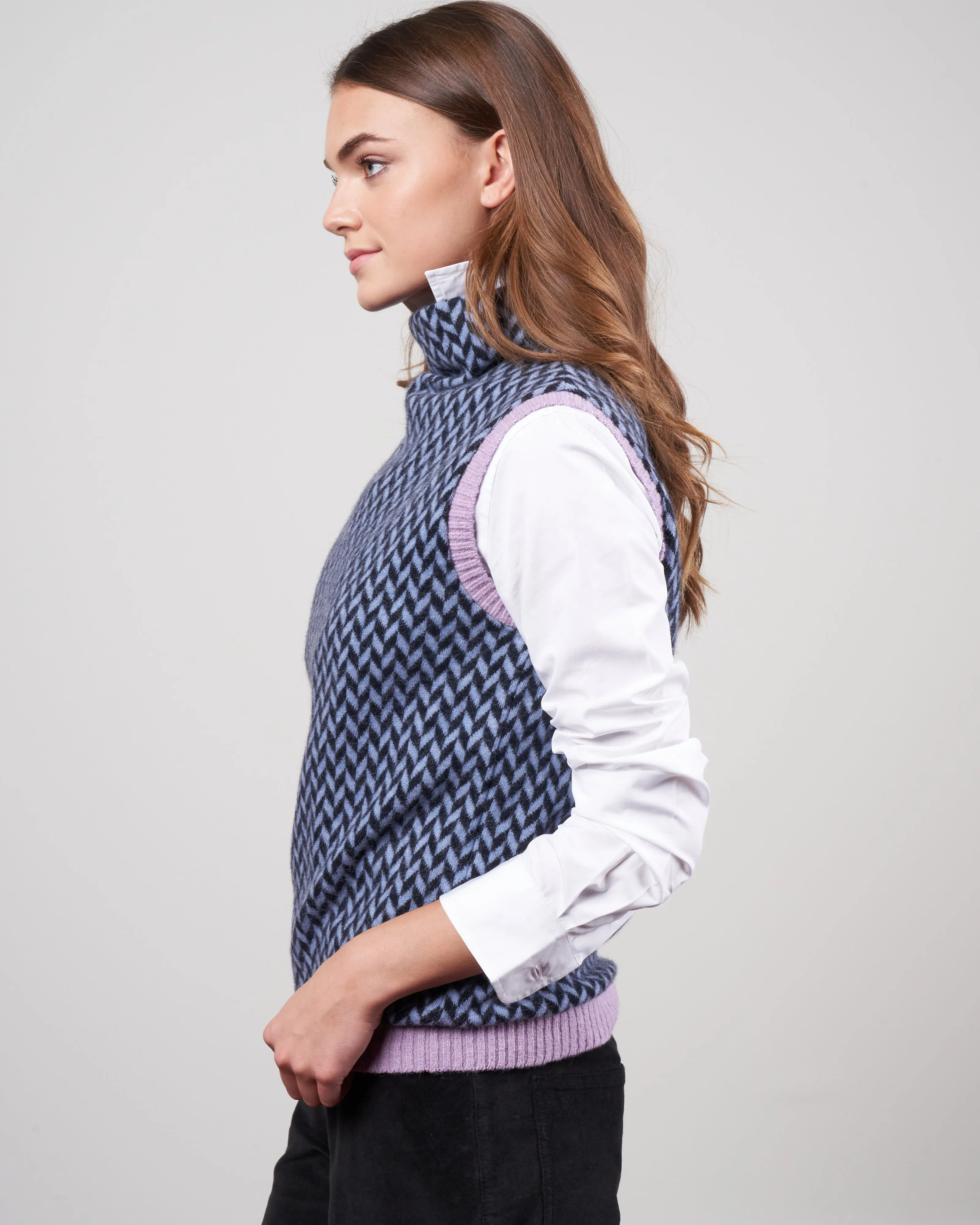 bicolor fishbone gilet - cerulio