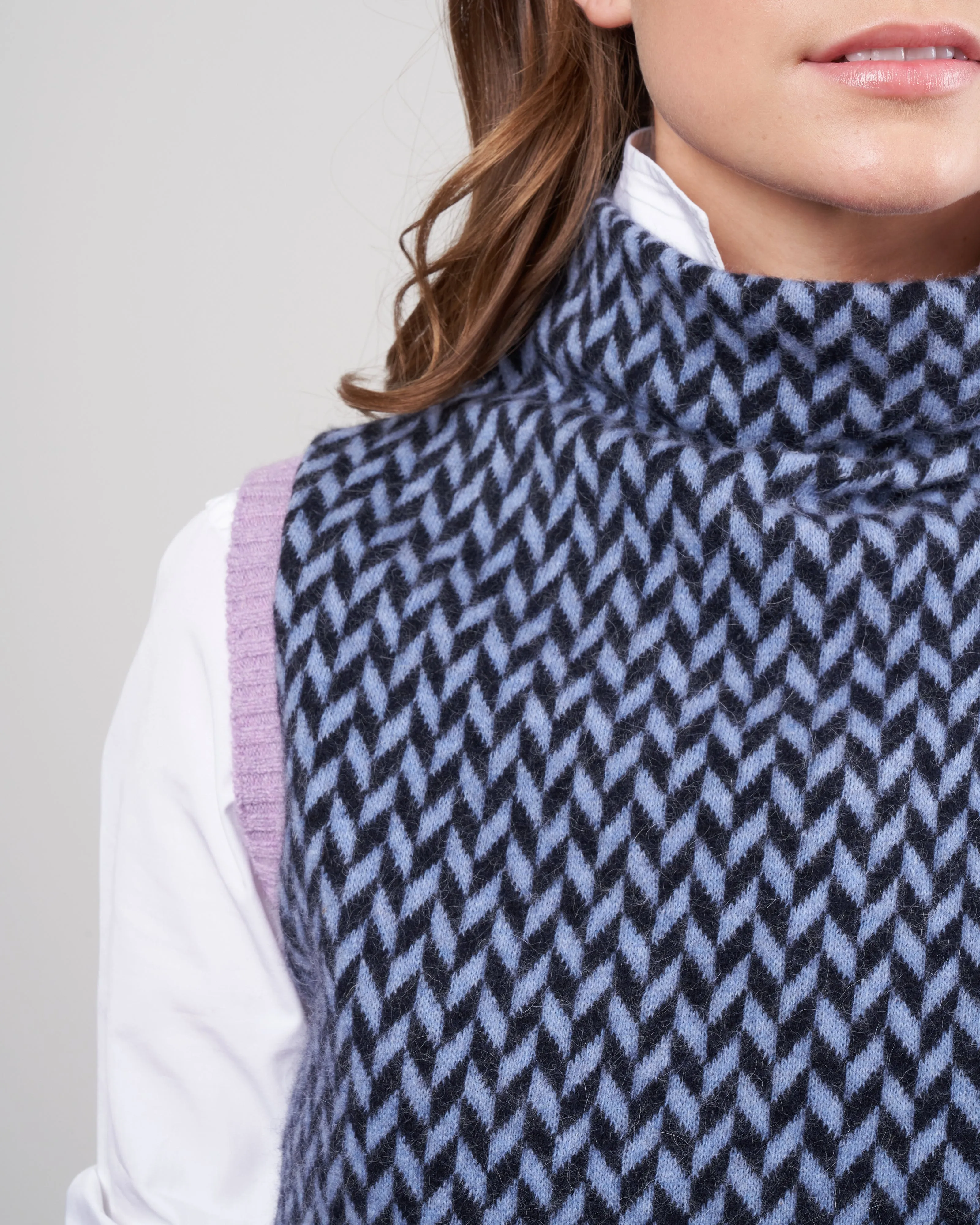 bicolor fishbone gilet - cerulio