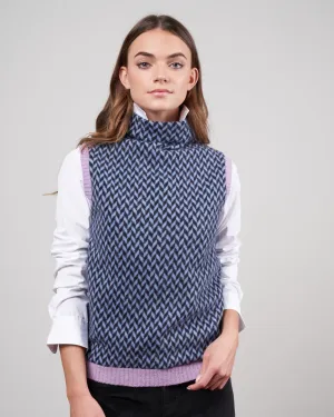 bicolor fishbone gilet - cerulio