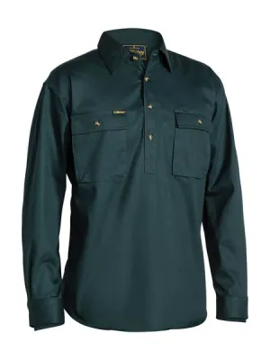 Bisley Closed Front Cotton Drill Shirt - Long Sleeve - Bottle