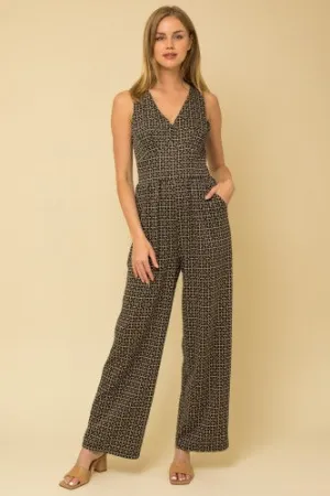 Black & Brown Geo Sleeveless Jumpsuit