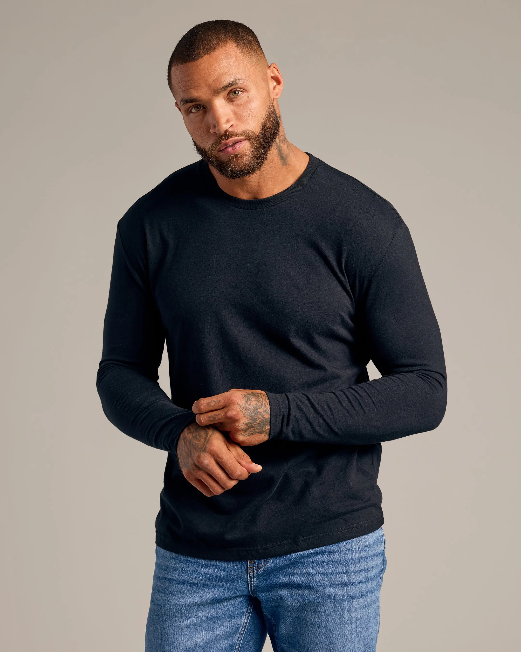 Black & White Long Sleeve Crew Neck 2-Pack