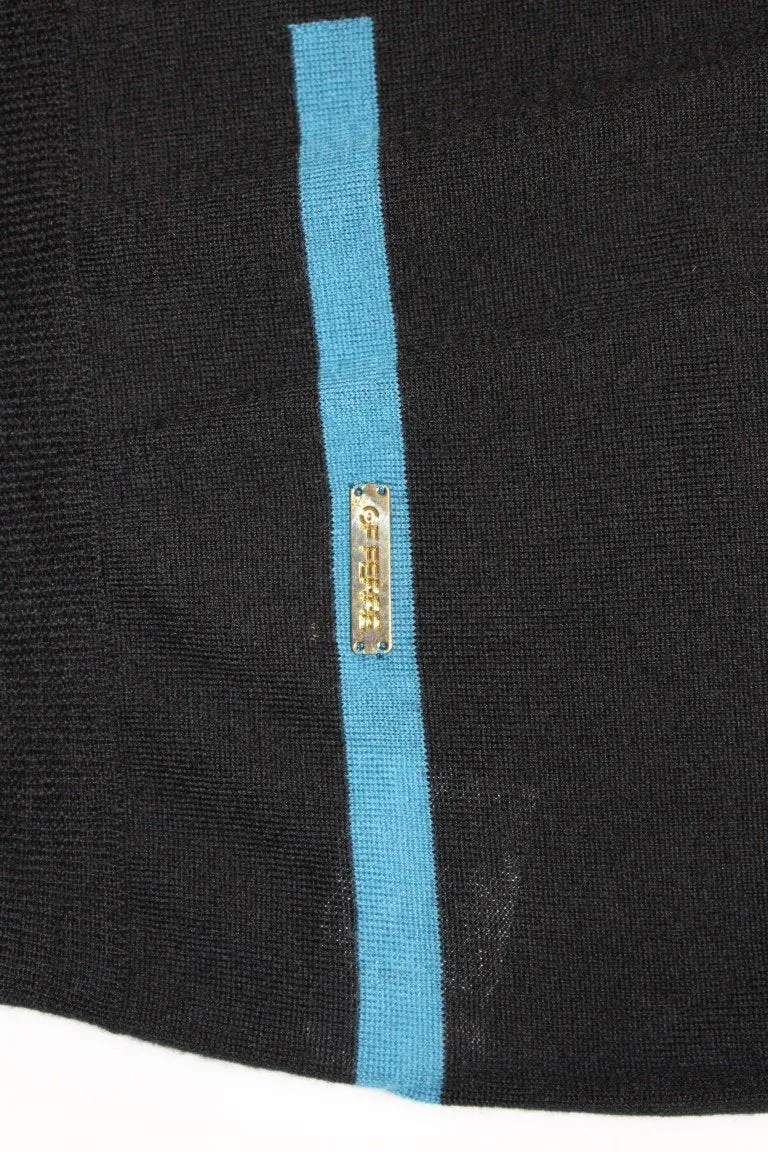 Black Knitted Wool Crewneck Pullover Sweater